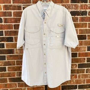 Columbia PFG Fishing Shirt Short Sleeves Gray Grey